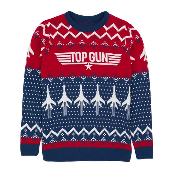 Top Gun Strikket julepullover til mænd Blue/Red L