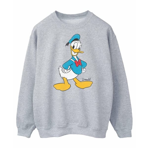 Disney Mens Classic Donald Duck Sweatshirt Sports Grey 3XL