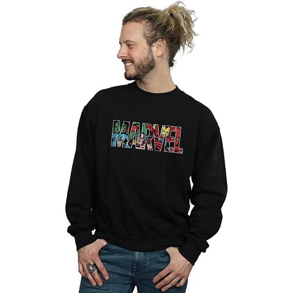 Marvel Comics Mens Infill Logo Sweatshirt