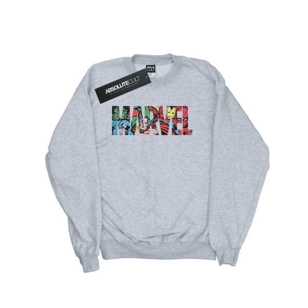 Marvel Comics Mens Infill Logo Sweatshirt Sports Grey 3XL
