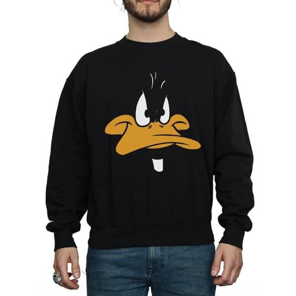 Looney Tunes Mens Daffy Duck Face Sweatshirt