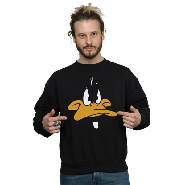 Looney Tunes Mens Daffy Duck Face Sweatshirt