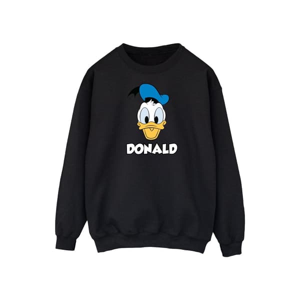 Disney Mens Donald Duck Face Sweatshirt Black L