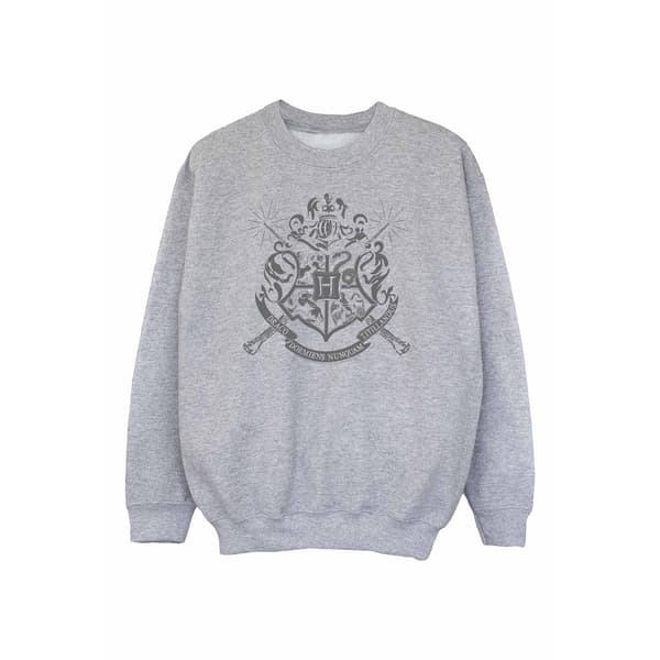 Harry Potter Boys Wands Hogwarts Crest Sweatshirt Sports Grey 12-13 Years