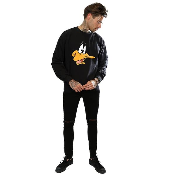 Looney Tunes Mens Daffy Duck Face Sweatshirt
