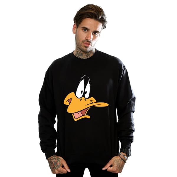 Looney Tunes Mens Daffy Duck Face Sweatshirt
