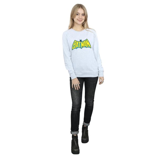 Batman Dam/Tjej Retro Logo Sweatshirt i Heather