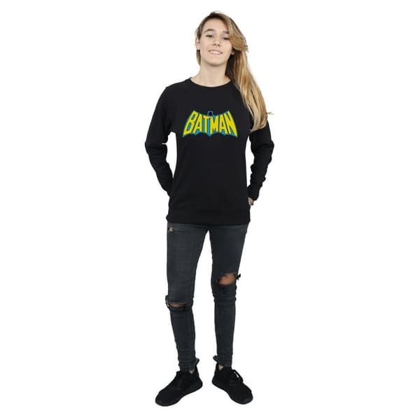 Batman Dam/Tjej Retro Logo Sweatshirt i Heather