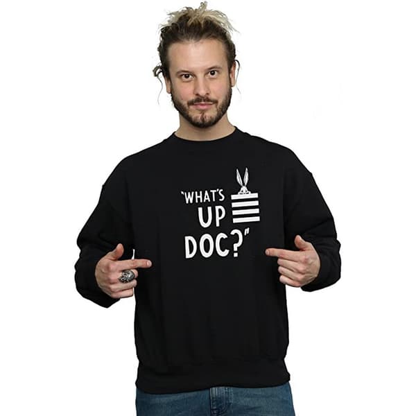 Looney Tunes Unisex Adult What´s Up Doc Bugs Bunny Stripe Sweatshirt
