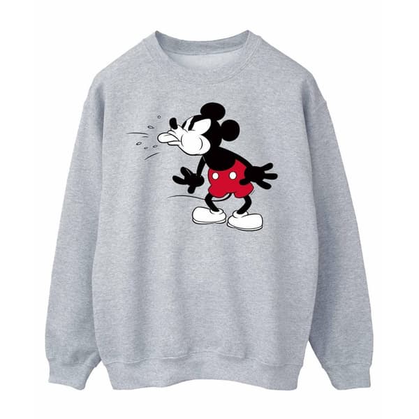 Disney Mens Mickey Mouse Tongue Jumper Sports Grey L