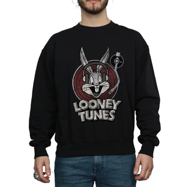 Looney Tunes Mens Bugs Bunny Circle Logo Sweatshirt