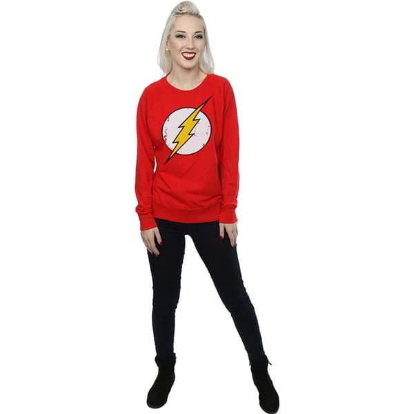 The Flash Womens/Ladies Distressed Logo Cotton Sweatshirt