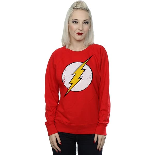 The Flash Womens/Ladies Distressed Logo Cotton Sweatshirt