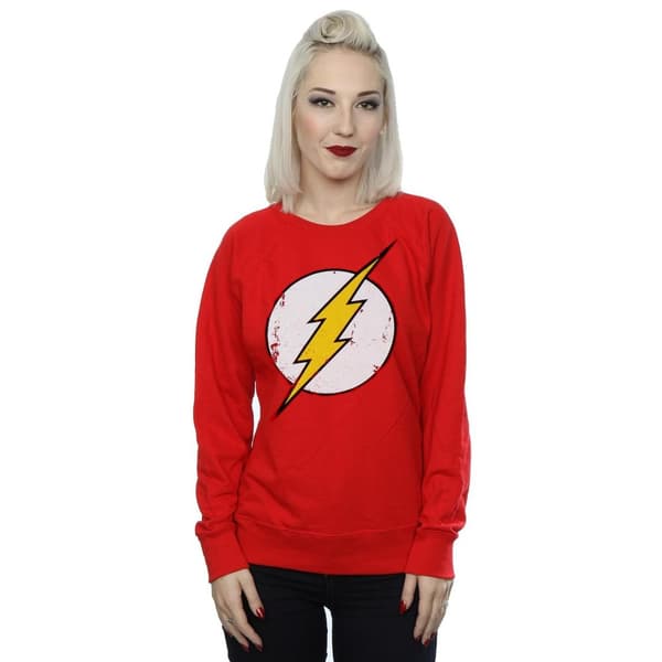 The Flash Womens/Ladies Distressed Logo Cotton Sweatshirt