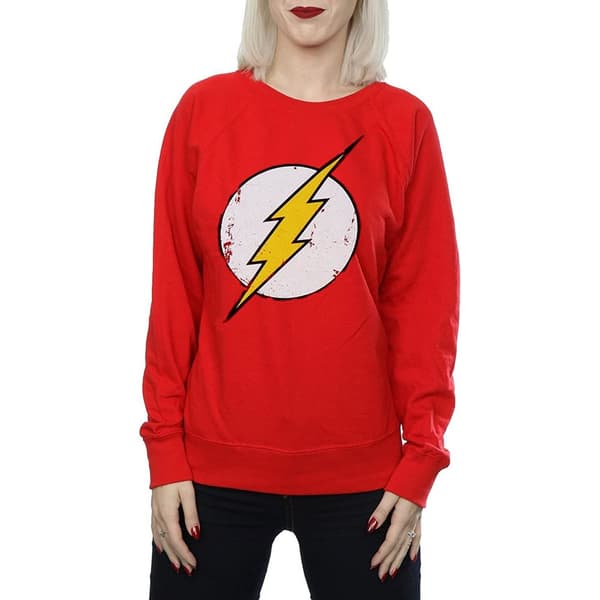 The Flash Womens/Ladies Distressed Logo Cotton Sweatshirt