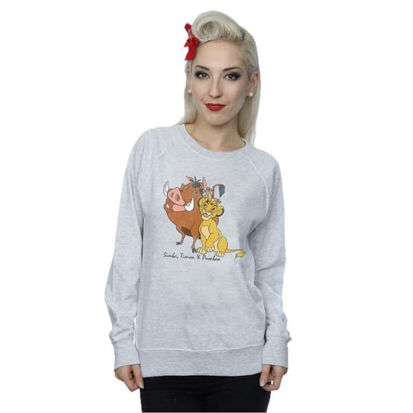 The Lion King Dam/Tjej Classic Simba Timon & Pumba Heather Sweatshirt