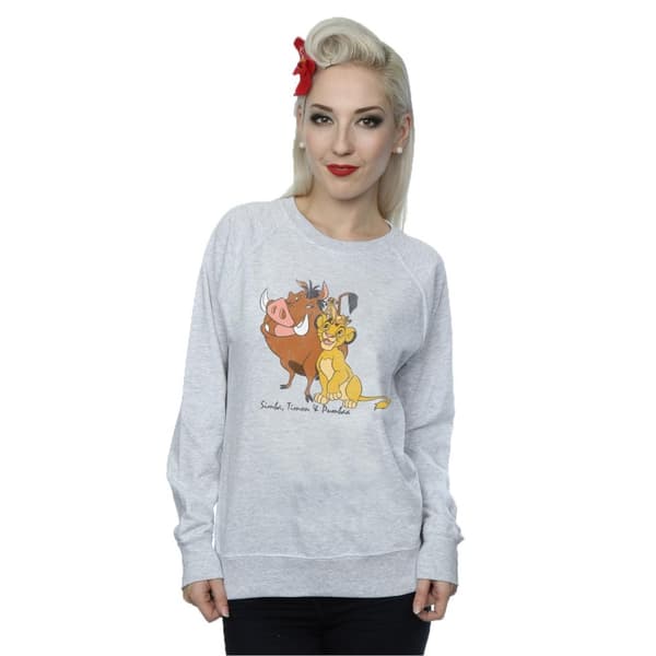 The Lion King Dam/Tjej Classic Simba Timon & Pumba Heather Sweatshirt