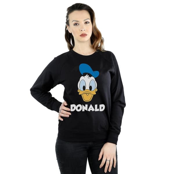 Disney Sweatshirt i bomull med Kalle Ankas ansikte - dam/dam