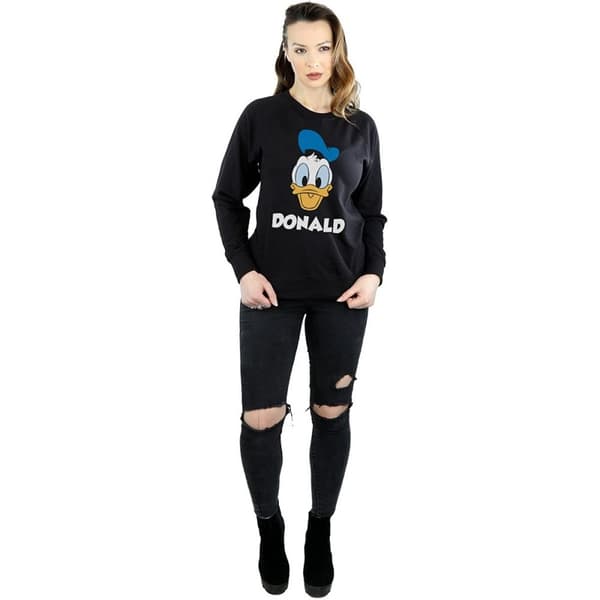 Disney Sweatshirt i bomull med Kalle Ankas ansikte - dam/dam