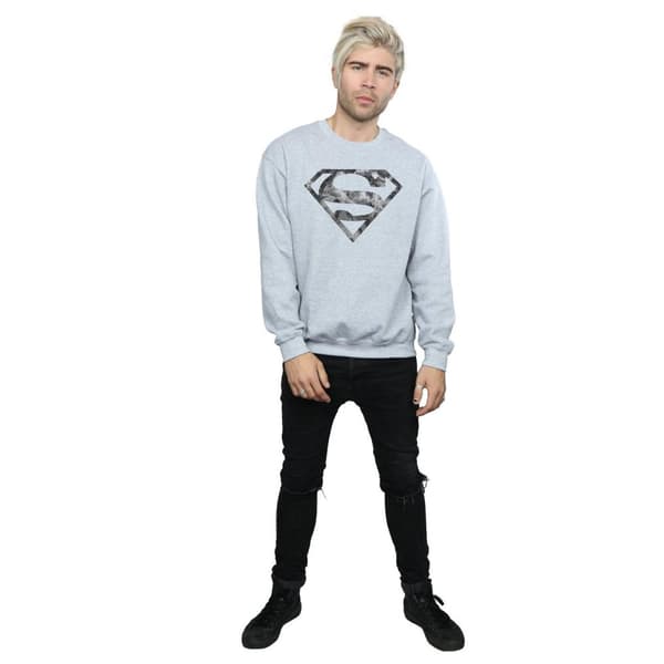 Superman Mens Marble Effect Logo Sweatshirt