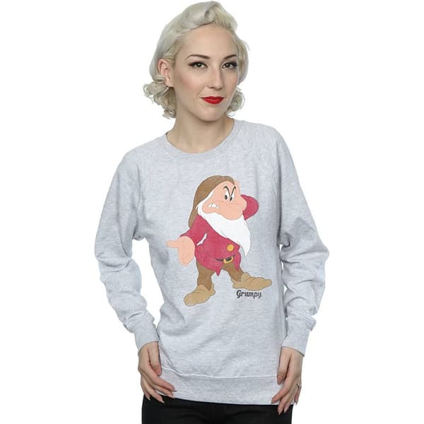 Snow White And The Seven Dwarfs Womens/Ladies Classic Grumpy Heather Sweatshirt Heather Grey XL
