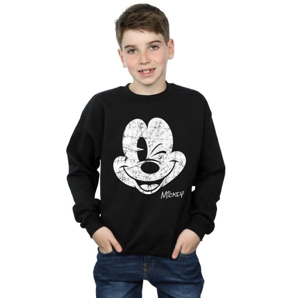 Disney Sweatshirt i bomull med Musse Pigg-ansikte för pojkar