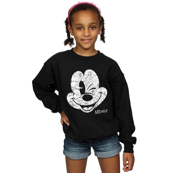 Disney Tröja i bomull med Musse Pigg-ansikte för flickor Black 7-8 Years