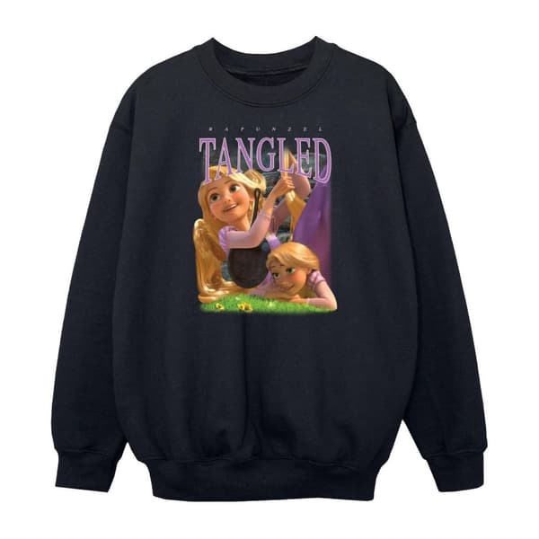 Tangled Girls Rapunzel Montage Sweatshirt Black 9-11 Years