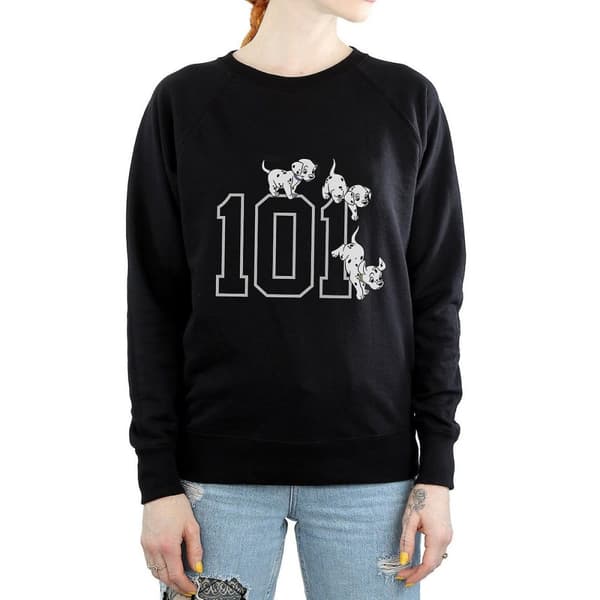 101 Dalmatians Womens/Ladies Puppies Cotton Sweatshirt Black XS