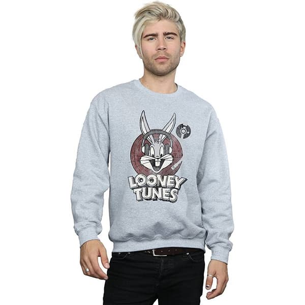 Looney Tunes Mens Bugs Bunny Circle Logo Sweatshirt