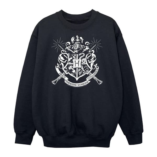 Harry Potter Boys Hogwarts Crest Wands Sweatshirt Black 12-13 Years