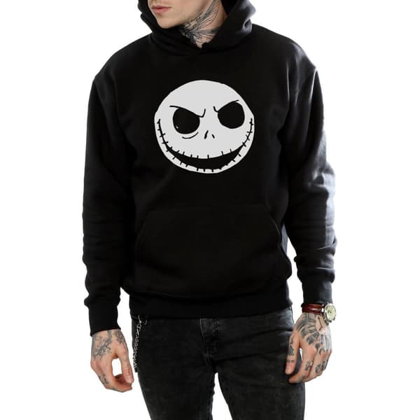 Nightmare Before Christmas Mens Jack Skellington Face Cotton Hoodie