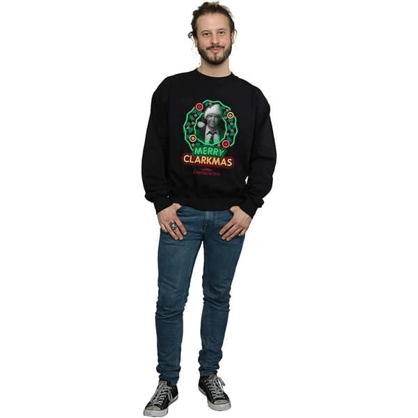 National Lampoon´s Christmas Vacation Mens Greyscale Clarkmas Christmas Sweatshirt