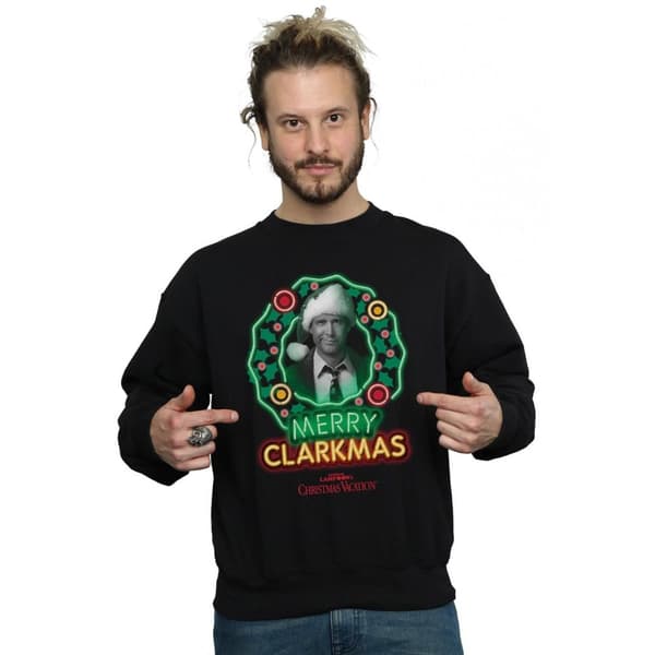 National Lampoon´s Christmas Vacation Mens Greyscale Clarkmas Christmas Sweatshirt