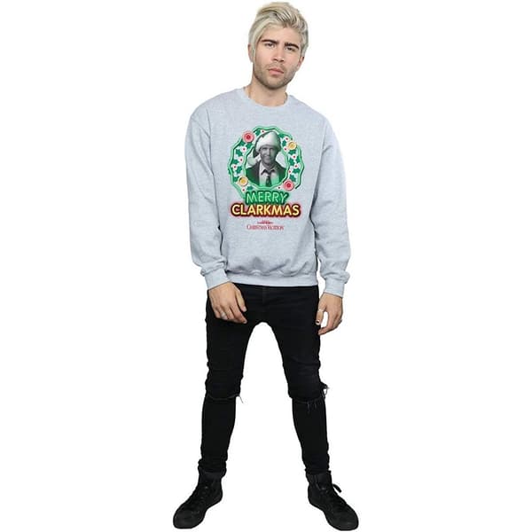 National Lampoon´s Christmas Vacation Mens Greyscale Clarkmas Christmas Sweatshirt