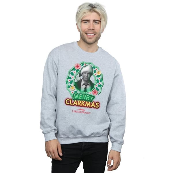 National Lampoon´s Christmas Vacation Mens Greyscale Clarkmas Christmas Sweatshirt