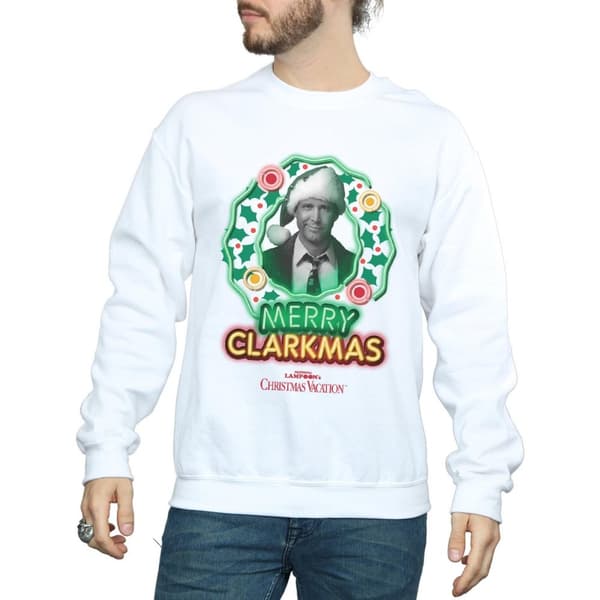 National Lampoon´s Christmas Vacation Mens Greyscale Clarkmas Christmas Sweatshirt