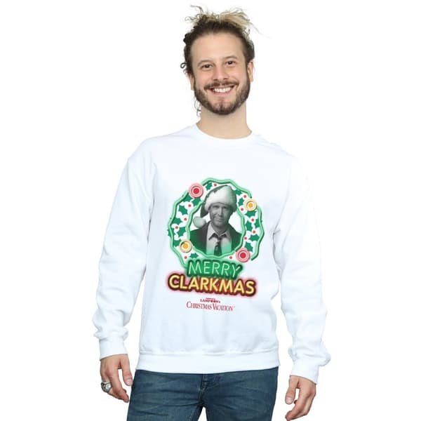 National Lampoon´s Christmas Vacation Mens Greyscale Clarkmas Christmas Sweatshirt