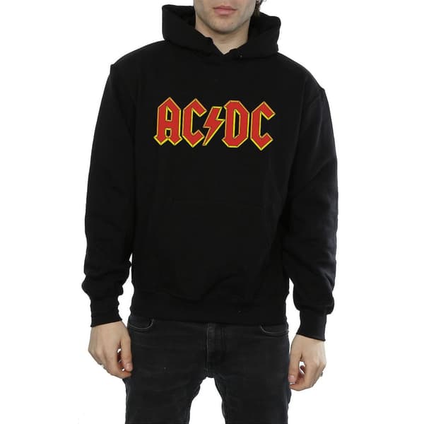 AC/DC Mens Logo Cotton Hoodie Black L
