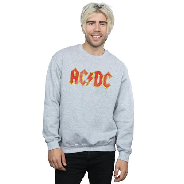 AC/DC Mens Distressed Logo Cotton Sweatshirt
