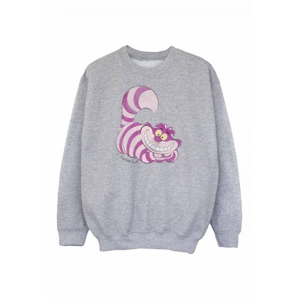 Alice In Wonderland Girls Cheshire Cat Sweatshirt Sports Grey 5-6 Years