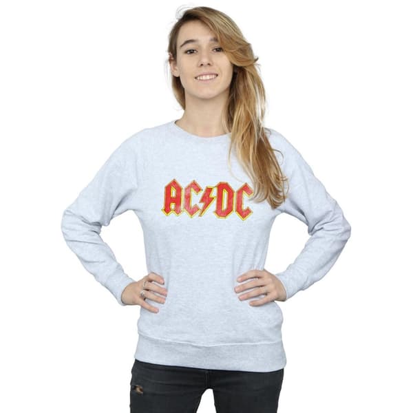 AC/DC Dam/kvinnor Distressed Logo Heather Sweatshirt