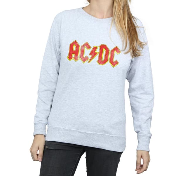 AC/DC Dam/kvinnor Distressed Logo Heather Sweatshirt