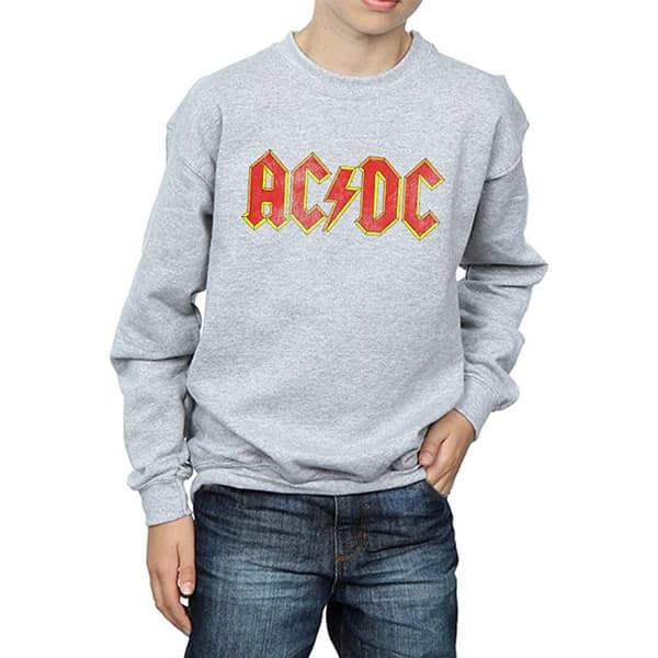 AC/DC Dam/kvinnor Distressed Logo Heather Sweatshirt