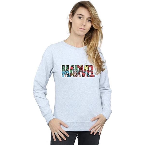 Marvel Womens/Ladies Infill Logo Heather Sweatshirt