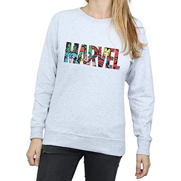 Marvel Womens/Ladies Infill Logo Heather Sweatshirt