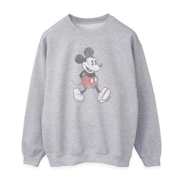 Disney Womens/Ladies Walking Mickey Mouse Heather Sweatshirt