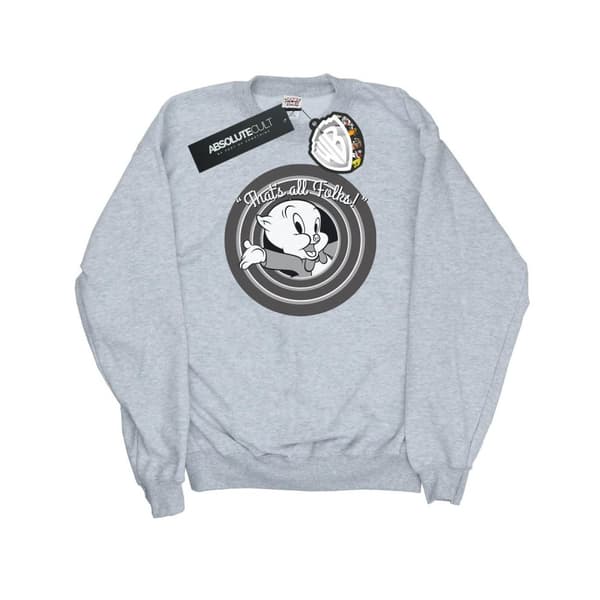 Looney Tunes Womens/Ladies That´s All Folks Porky Pig Sweatshirt Heather Grey L