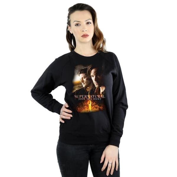 Supernatural Womens/Ladies Flaming Poster Sweatshirt