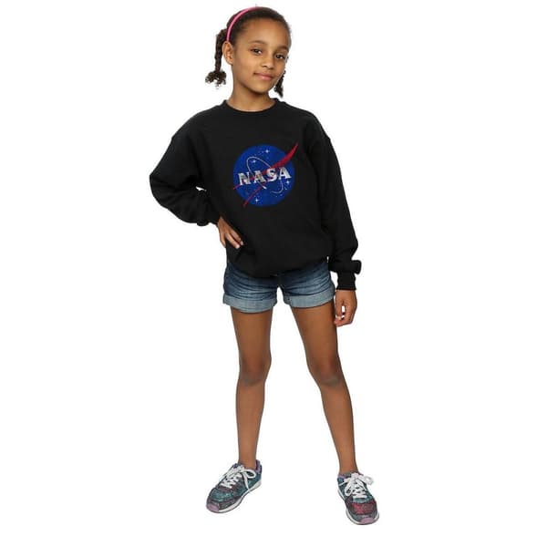 NASA Sweatshirt i bomull med tryckande logotyp för flickor